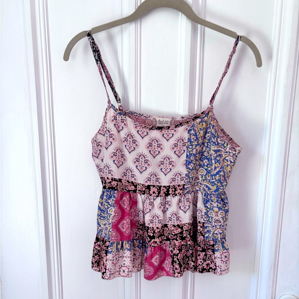 Women’s Altar’d State Patchwork Baby Doll Cami Tank Top Size Small